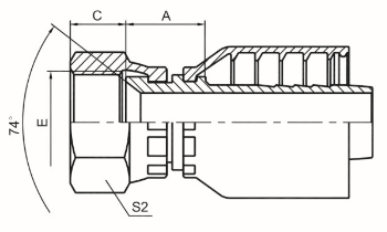 國標公制內螺紋74°外錐面 參考REF.GB/T9065.1